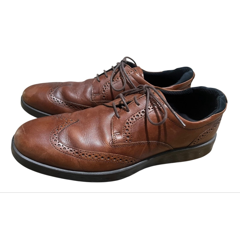 ECCO S Lite Hybrid Leather Brogue Oxford Shoes Men's Size 10 Brown Fluidform